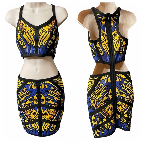 2B Bebe Dresses & Skirts - 2B Bebe Bodycon Mid Riff Cutout Dress Size S Y2K Style